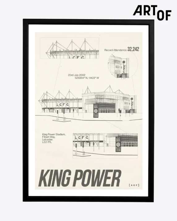 LCFC x AOF - King Power Blueprint Print - Framed