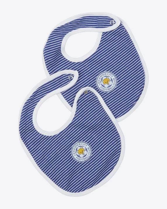 Leicester City 2 Pack Crest Stripe Bibs - Baby