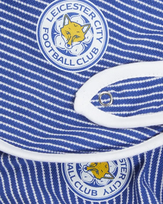 Leicester City 2 Pack Crest Stripe Bibs - Baby