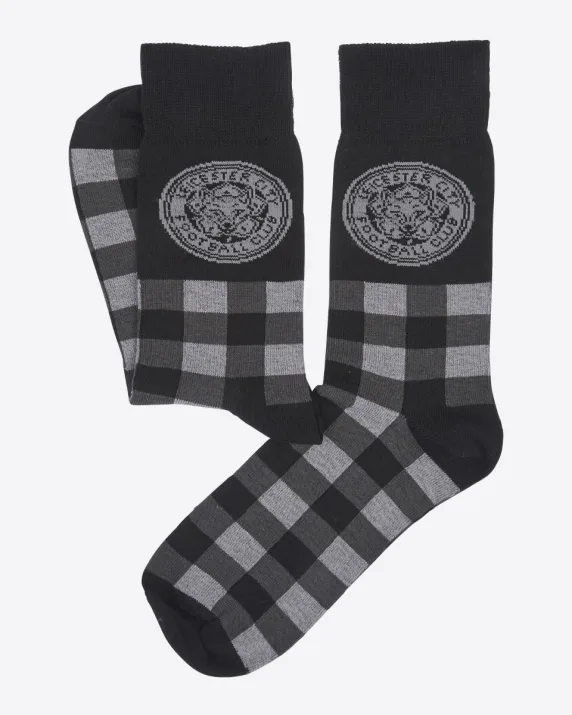 Leicester City Gingham Socks - Grey