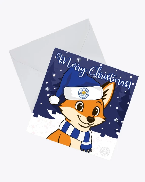 Leicester City Greetings Card - Merry Christmas Festive Fox
