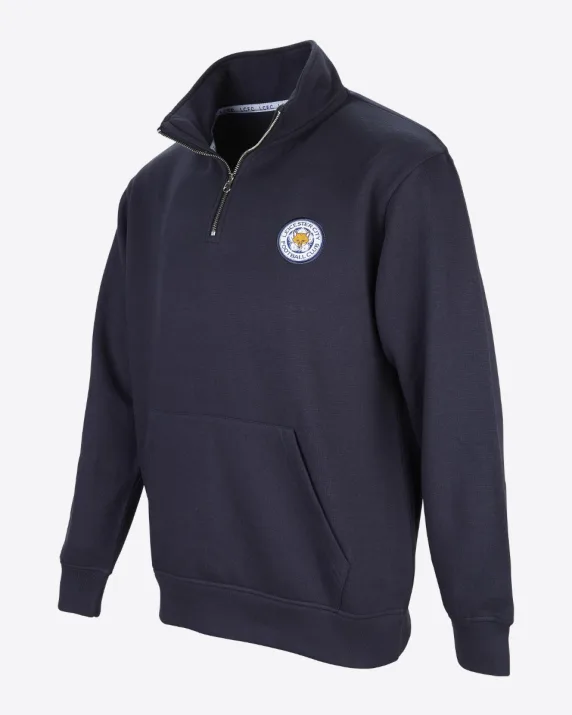 Leicester City Navy Essential Crest 1/4 Zip - Mens
