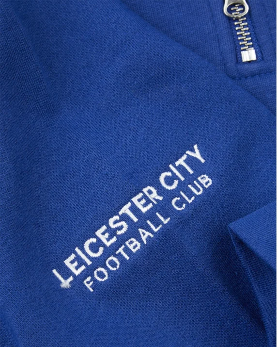 Leicester City Blue Essential Crest 1/4 Zip - Mens