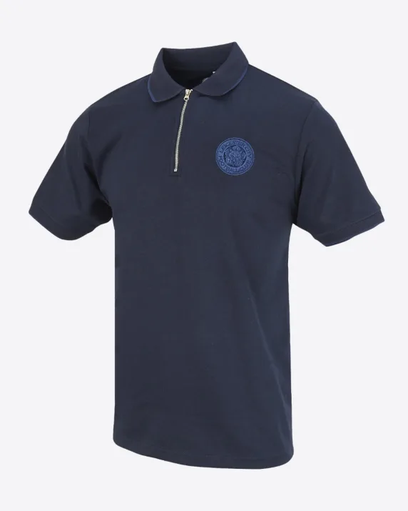 Leicester City Navy Crest Zip Polo - Mens