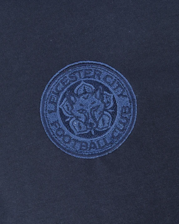 Leicester City Navy Crest Zip Polo - Mens
