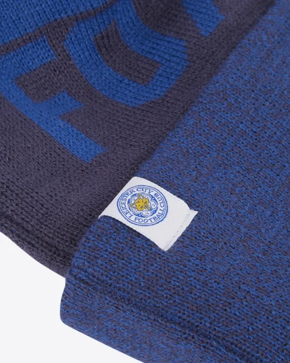 Leicester City New Era Navy Foxes Bobble Knit Beanie Hat