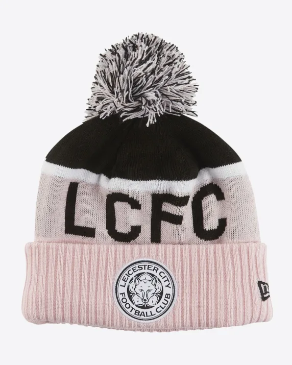 Leicester City New Era Pink Sport Bobble Knit Beanie Hat