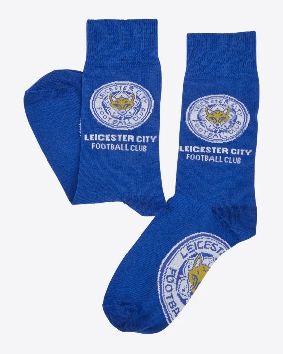 Leicester City Crest & Wordmark Socks - Blue