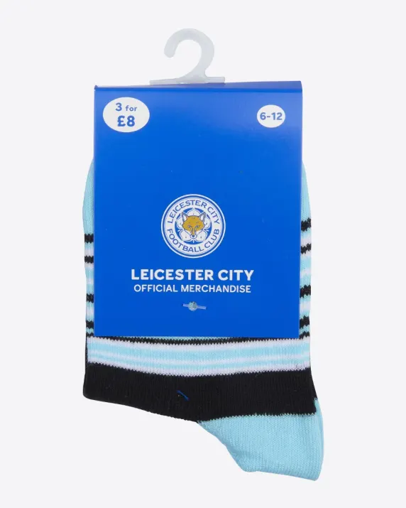 Leicester City Teal Half Stripe Socks - Kids