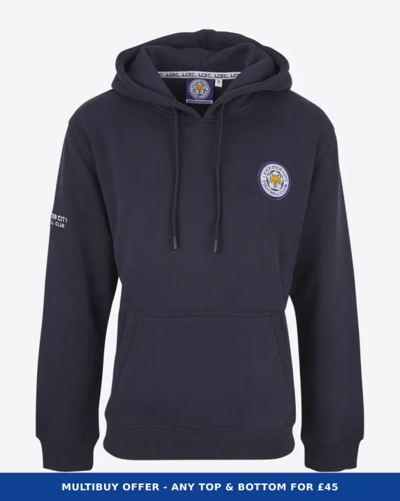 Leicester City Navy Essential Crest Hoody - Womens