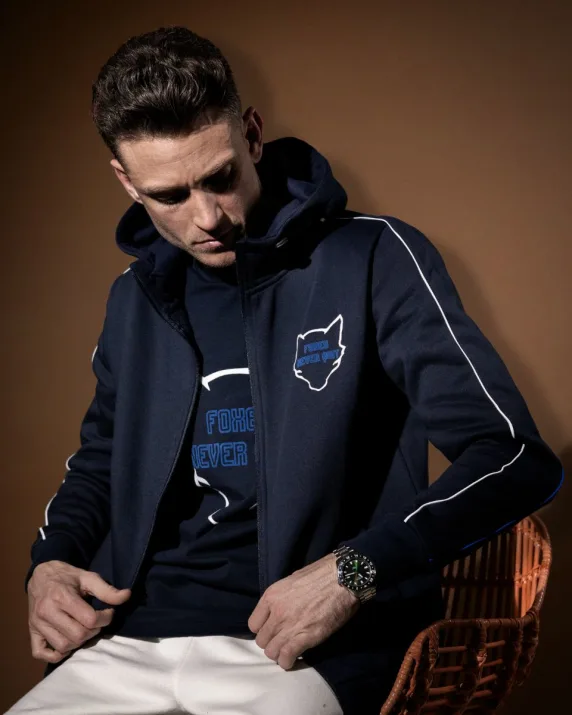 Leicester City Foxes Never Quit Outline Zip Hoody - Mens