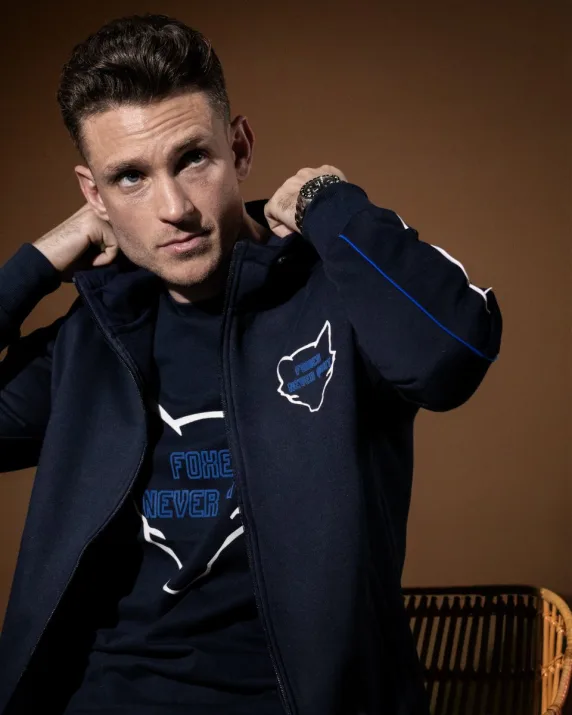 Leicester City Foxes Never Quit Outline Zip Hoody - Mens