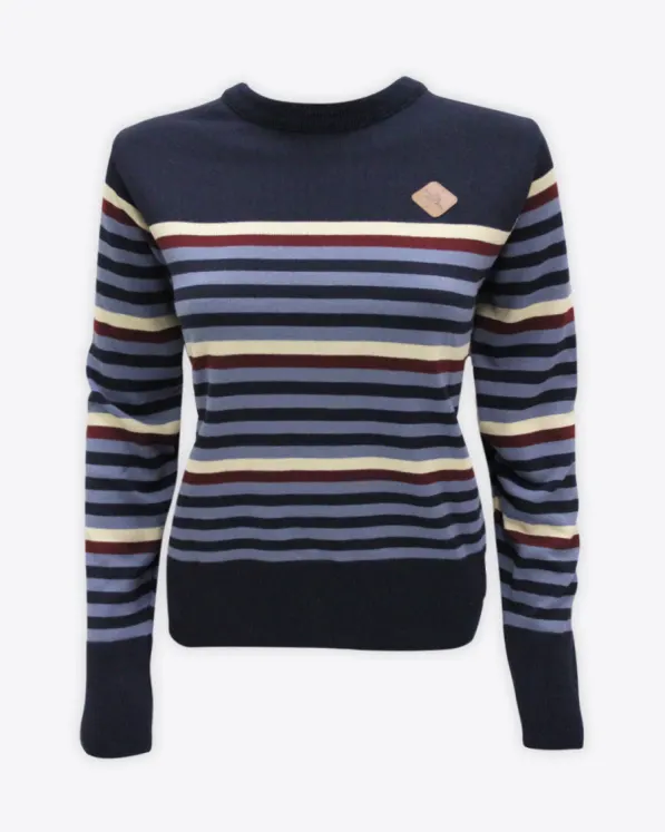 Fox & Crop Navy Striped Jumper - Womens