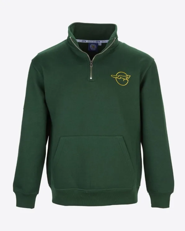 Leicester City Green Essential Retro 1/4 Zip - Mens