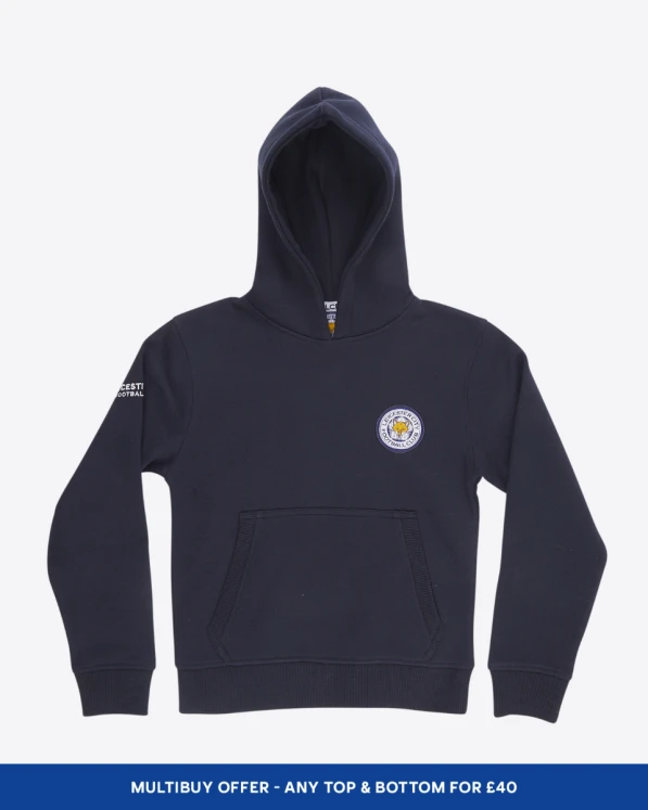 Leicester City Navy Essential Crest Hoody - Kids