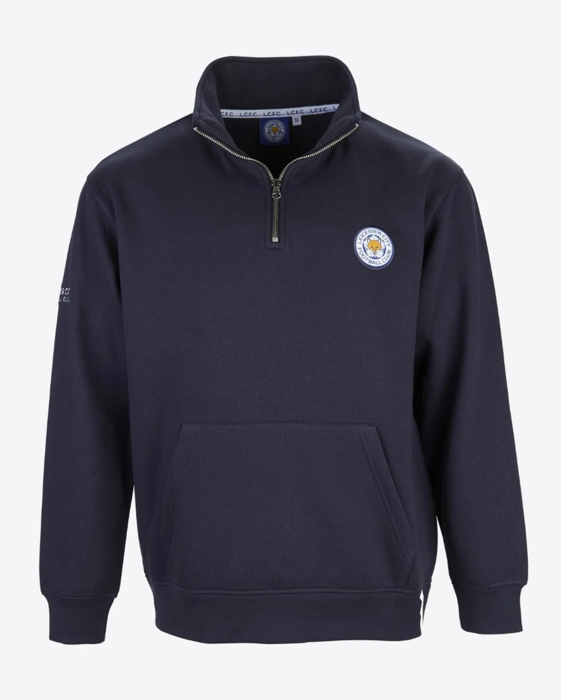 Leicester City Navy Essential Crest 1/4 Zip - Mens
