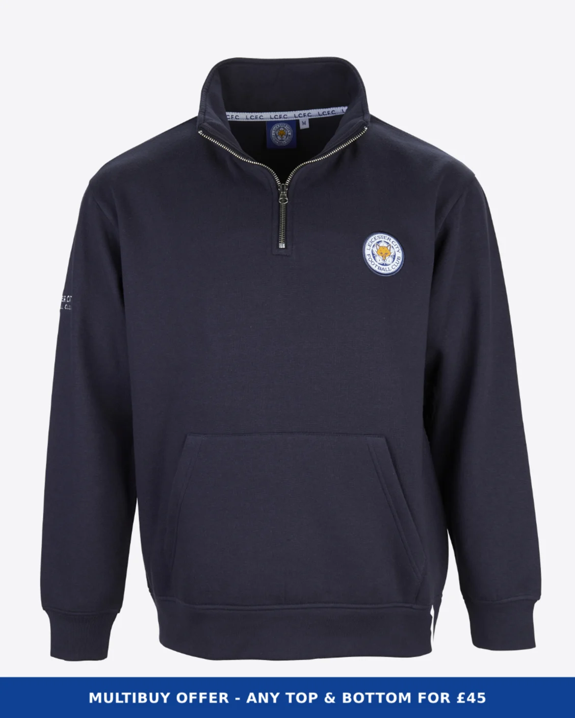 Leicester City Navy Essential Crest 1/4 Zip - Mens