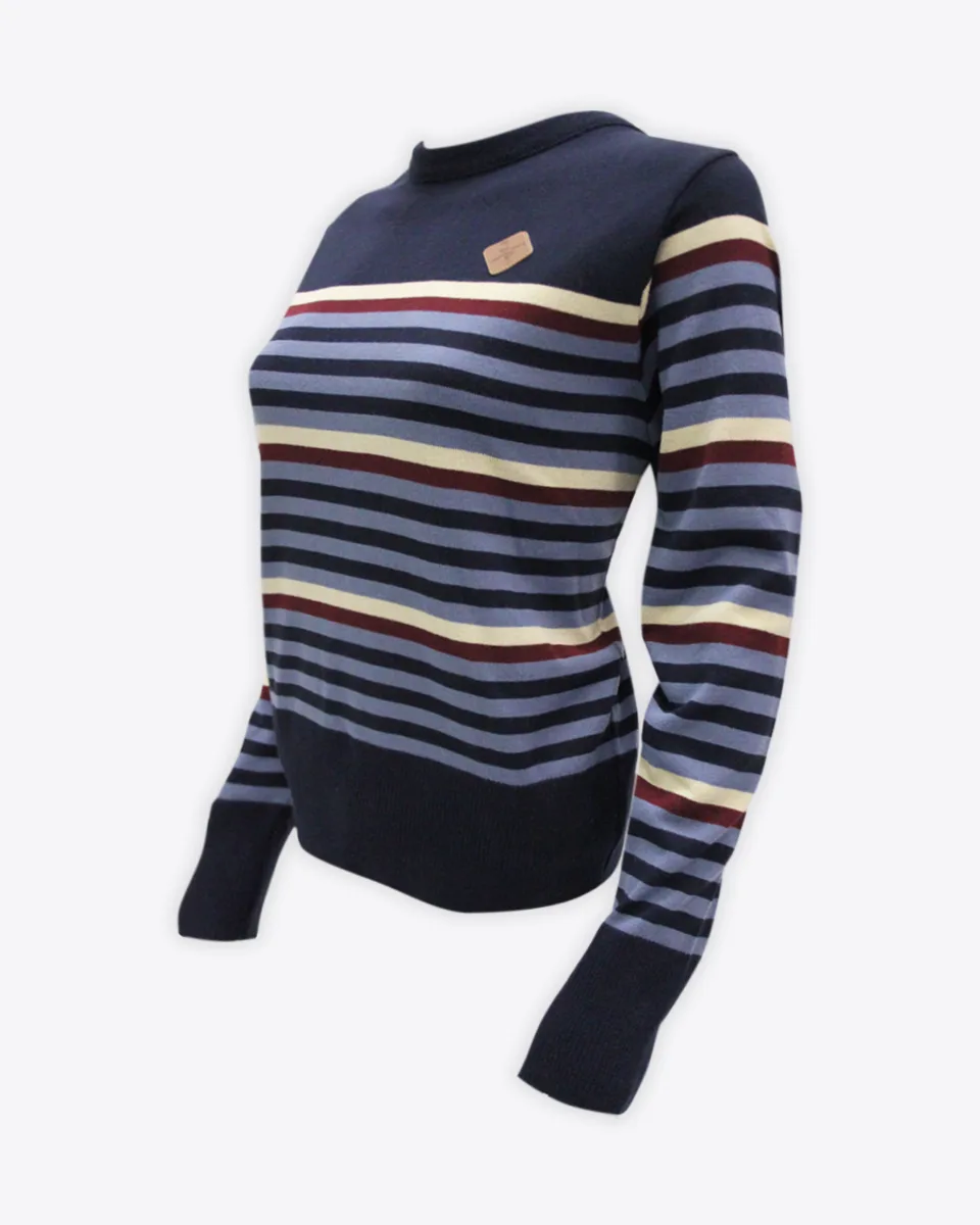 Fox & Crop Navy Striped Jumper - Womens