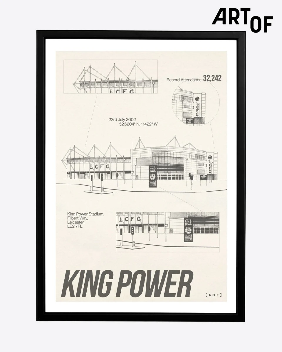 LCFC x AOF - King Power Blueprint Print - Framed