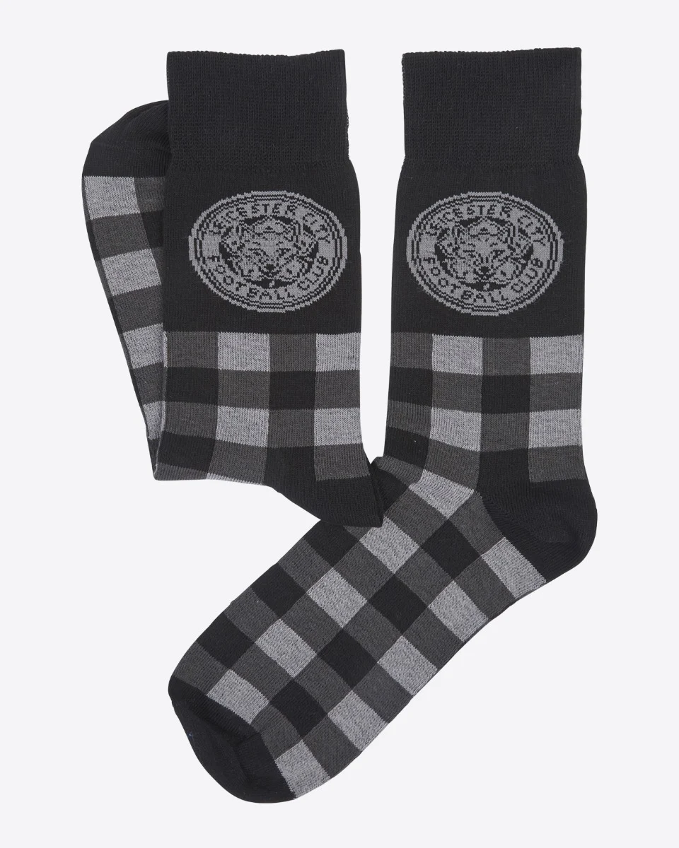 Leicester City Gingham Socks - Grey
