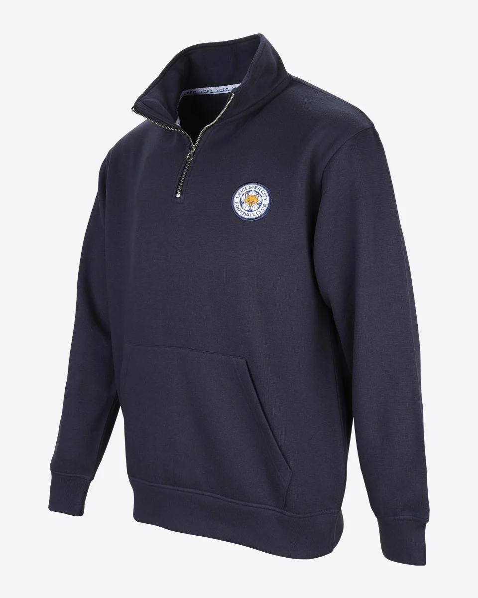 Leicester City Navy Essential Crest 1/4 Zip - Mens