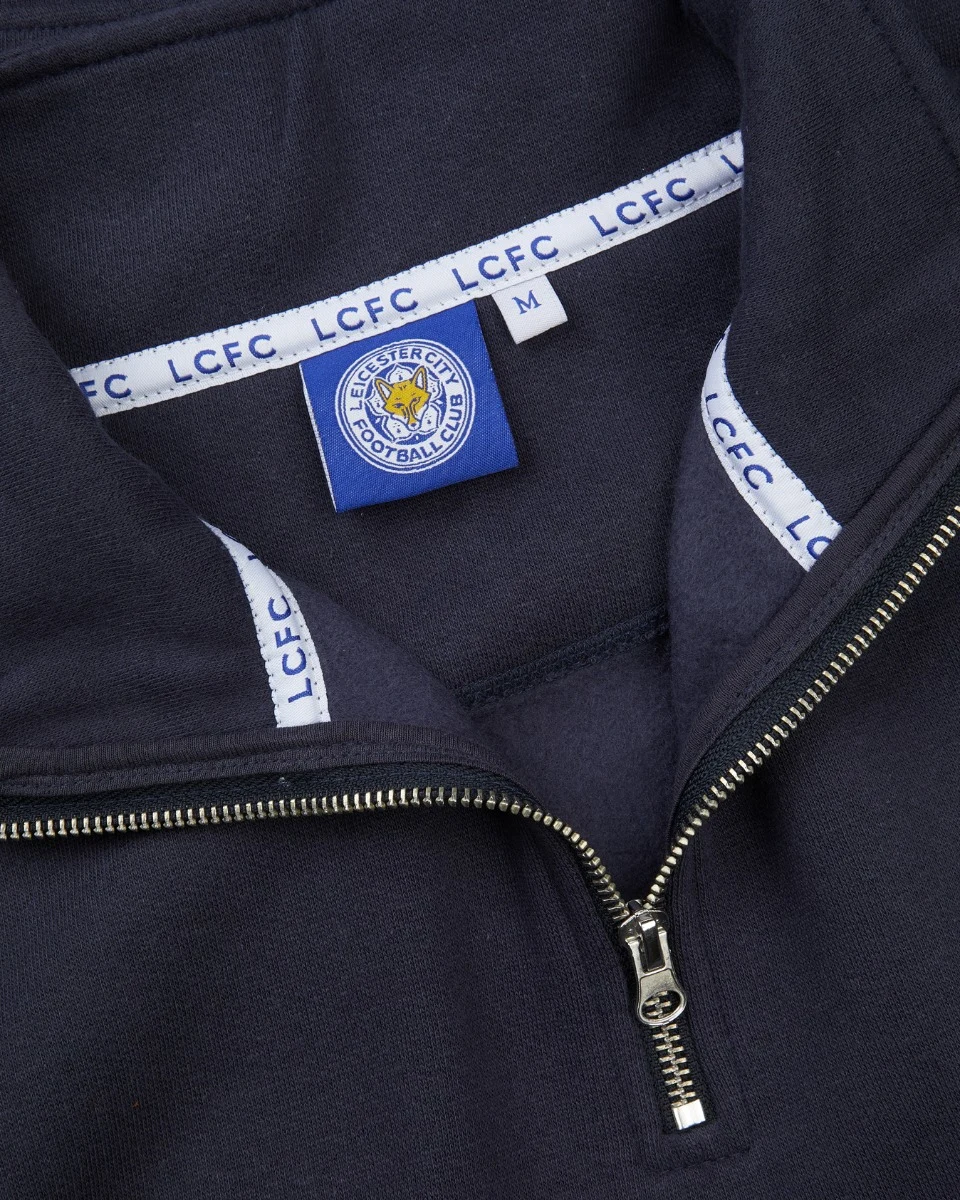 Leicester City Navy Essential Crest 1/4 Zip - Mens