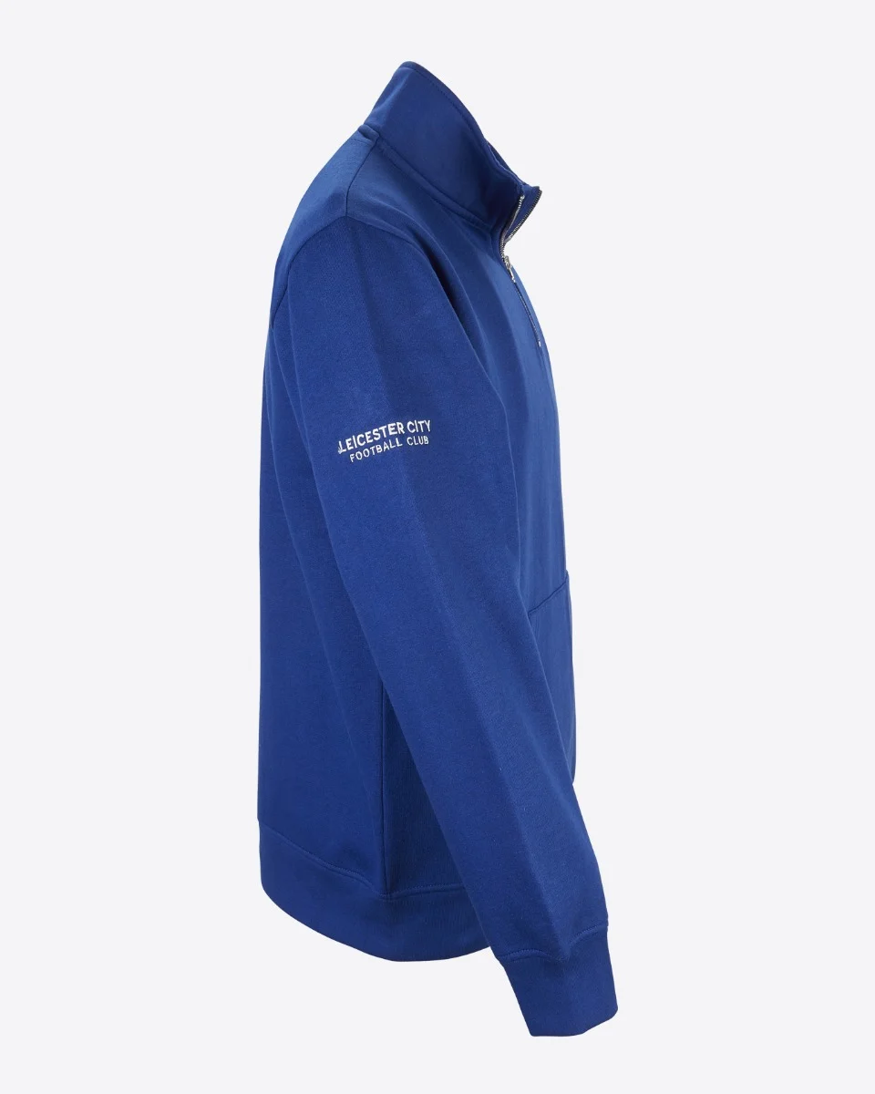 Leicester City Blue Essential Crest 1/4 Zip - Mens