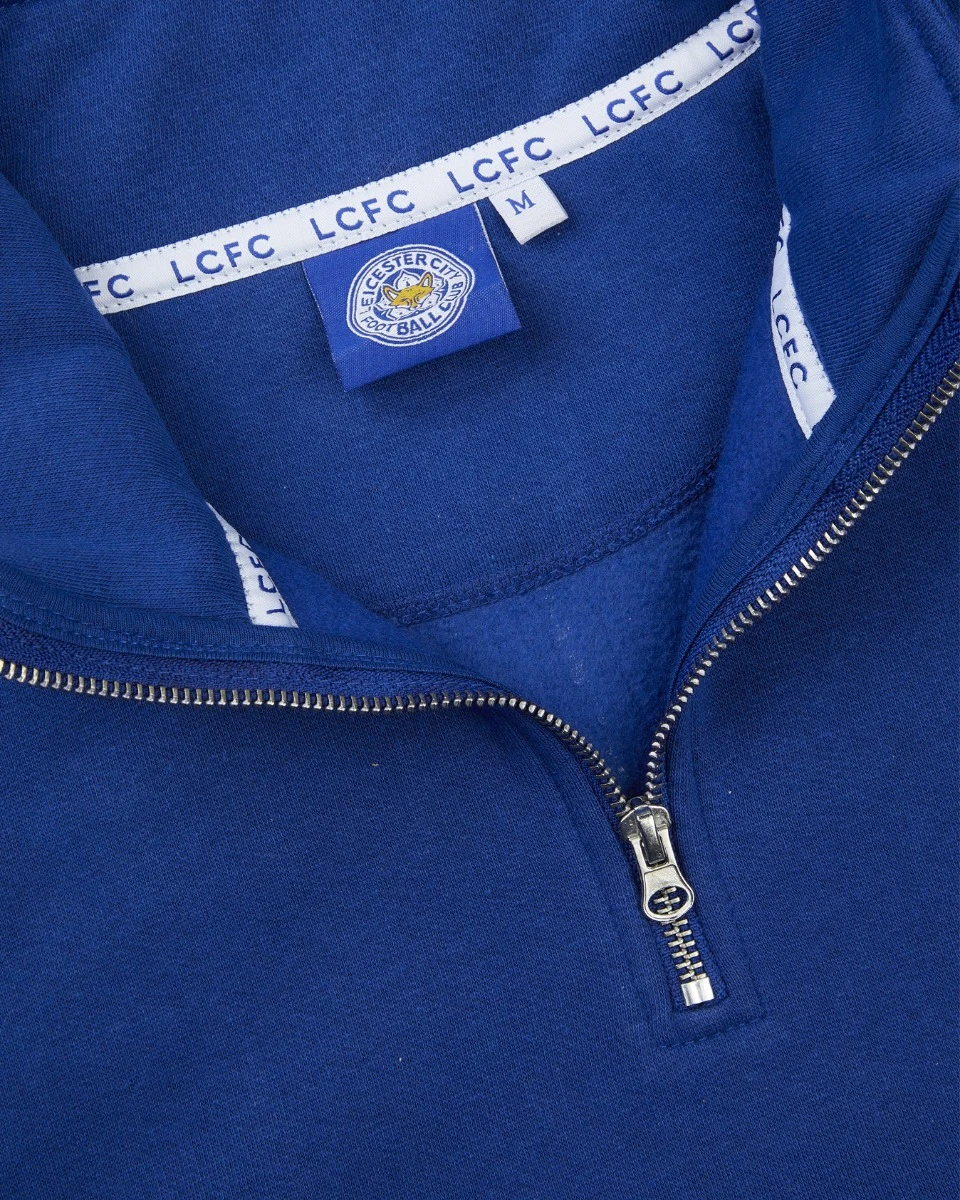 Leicester City Blue Essential Crest 1/4 Zip - Mens