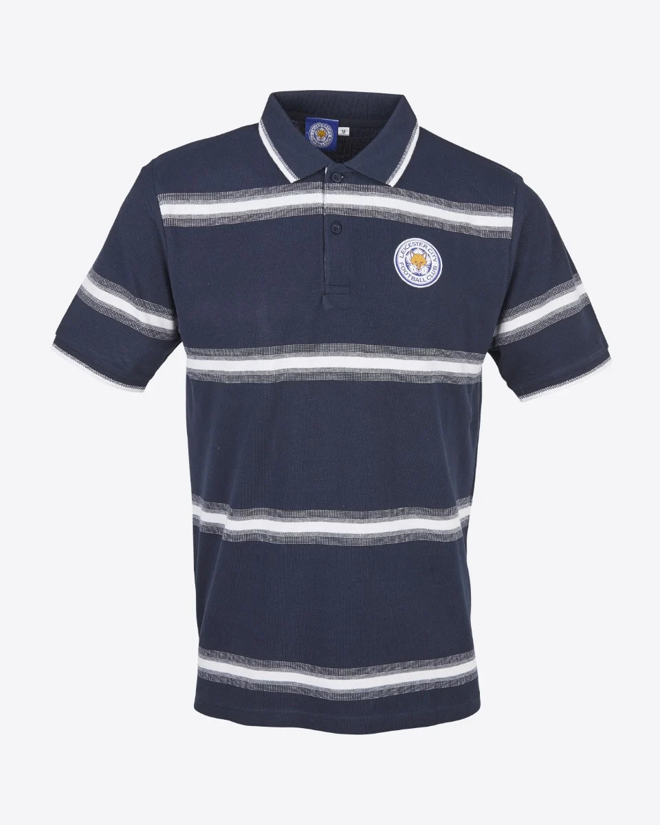Leicester City Crest Striped Polo - Mens