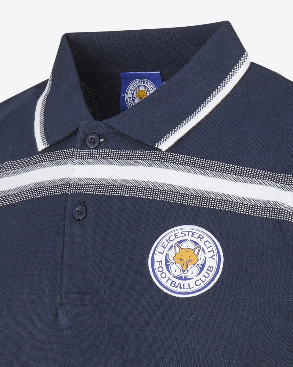 Leicester City Crest Striped Polo - Mens