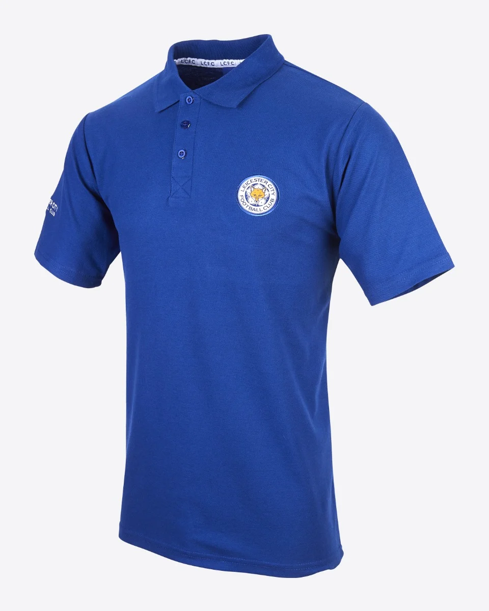 Leicester City Blue Essential Crest Polo - Mens