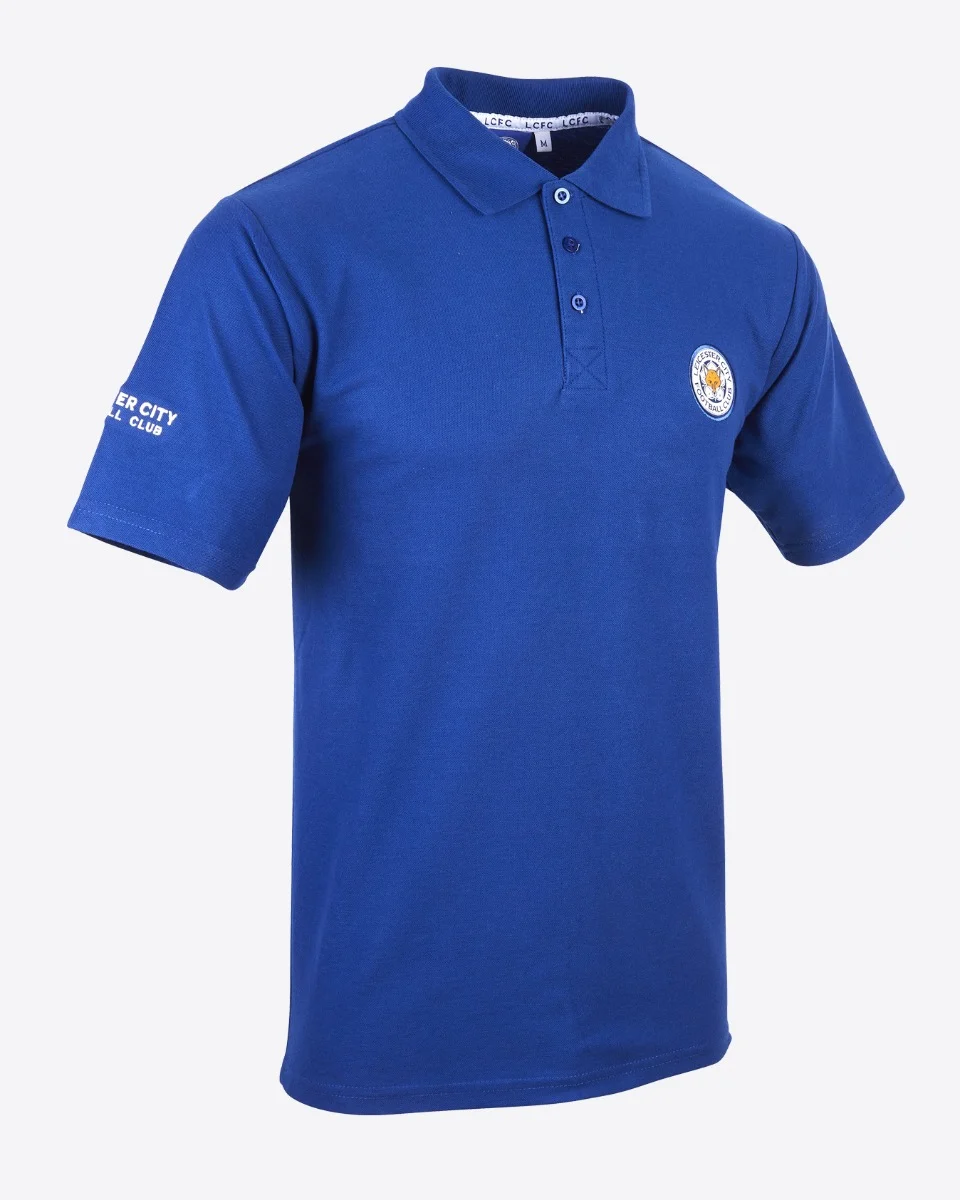 Leicester City Blue Essential Crest Polo - Mens