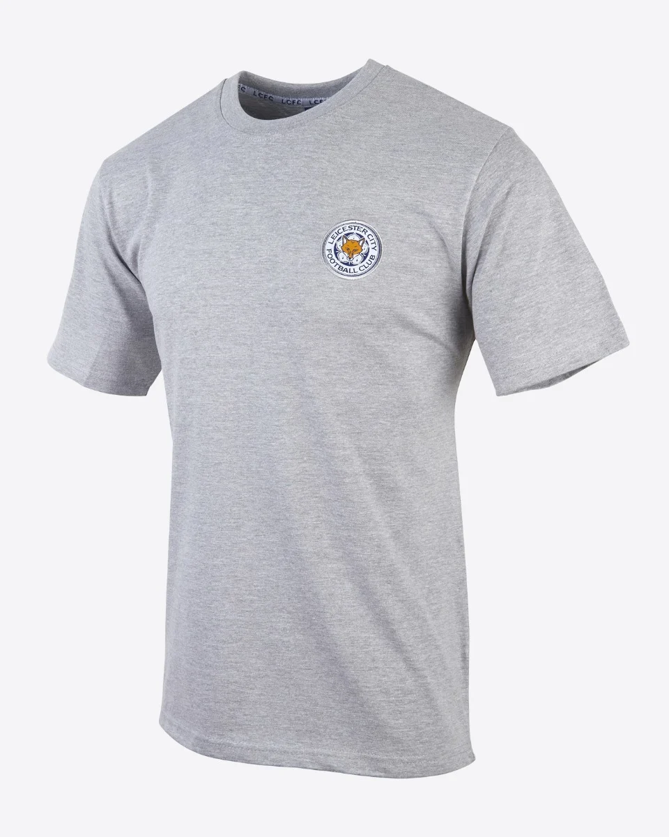 Leicester City Grey Essential Crest T-Shirt - Mens
