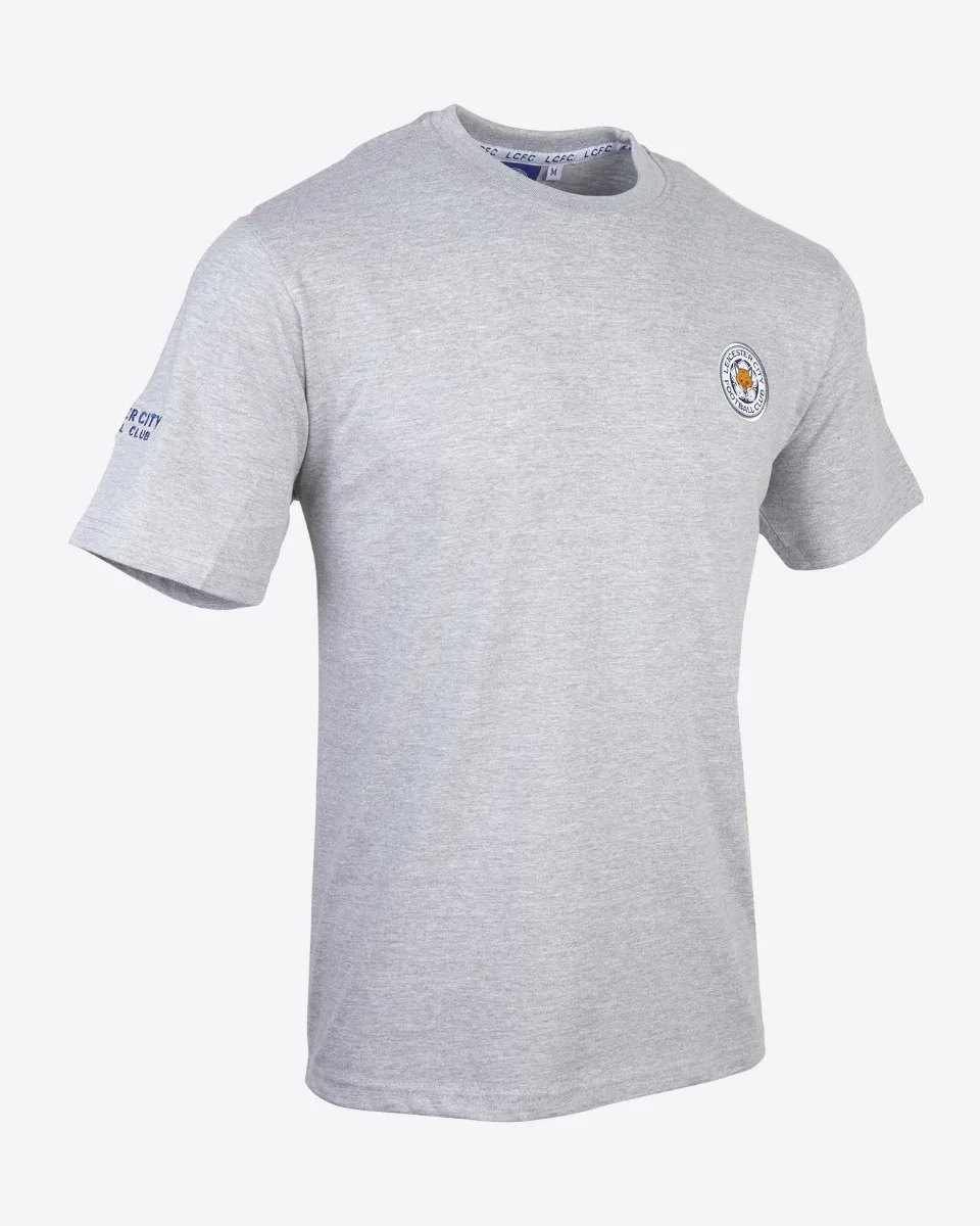 Leicester City Grey Essential Crest T-Shirt - Mens