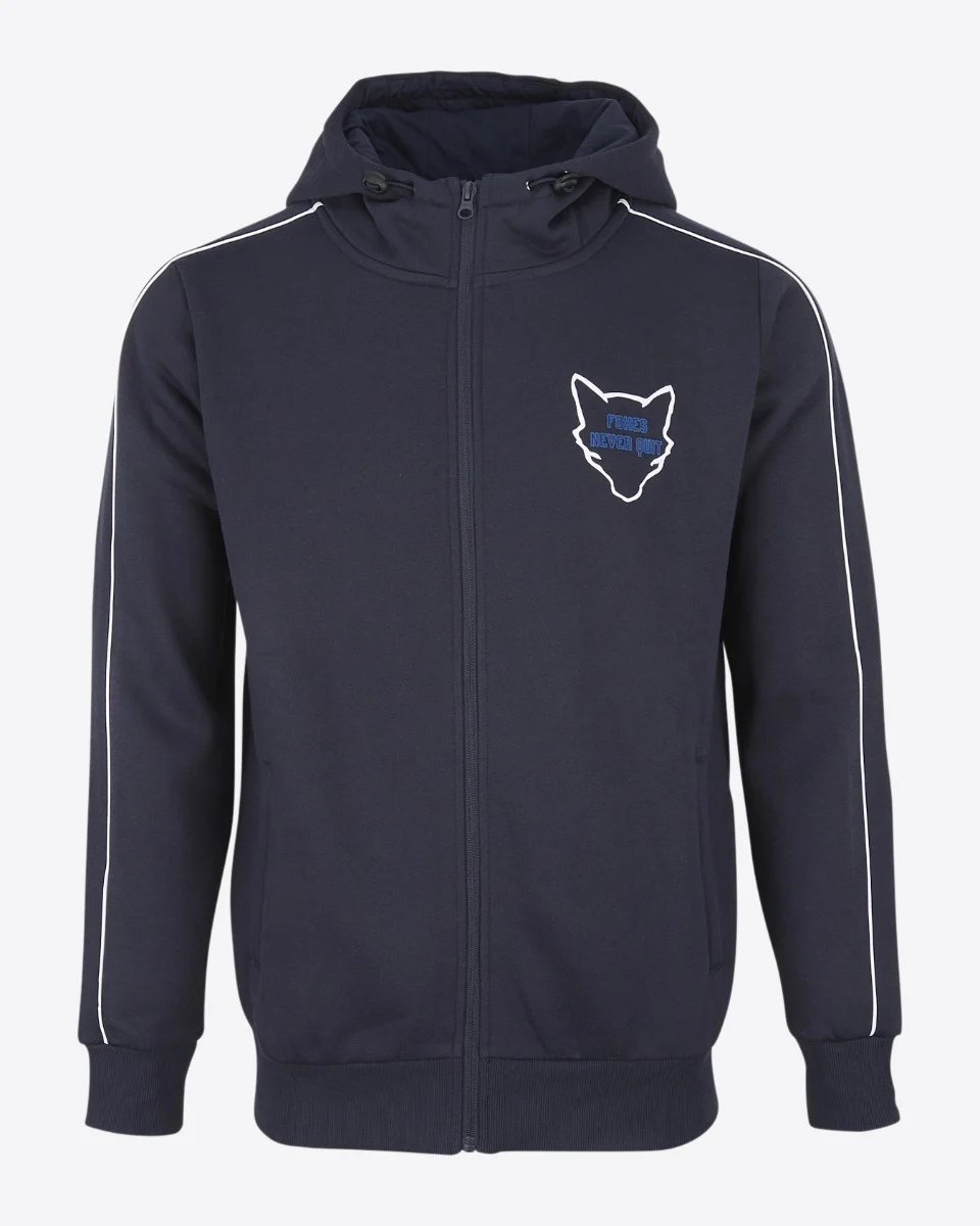 Leicester City Foxes Never Quit Outline Zip Hoody - Mens