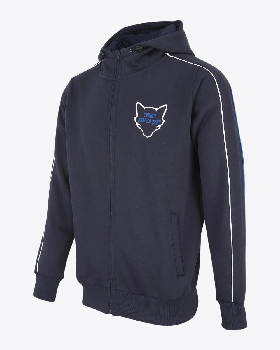 Leicester City Foxes Never Quit Outline Zip Hoody - Mens