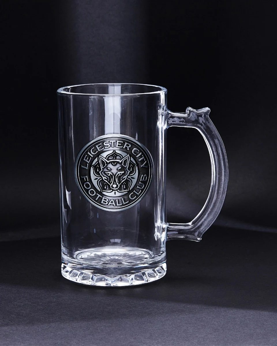 Leicester City Metal Crest Glass Tankard