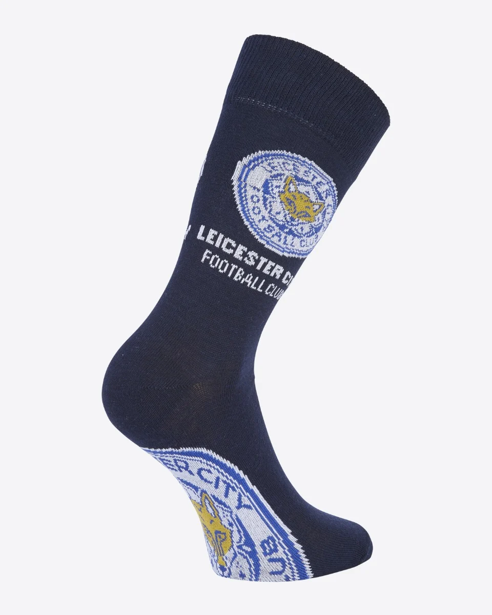 Leicester City Crest & Wordmark Socks - Navy