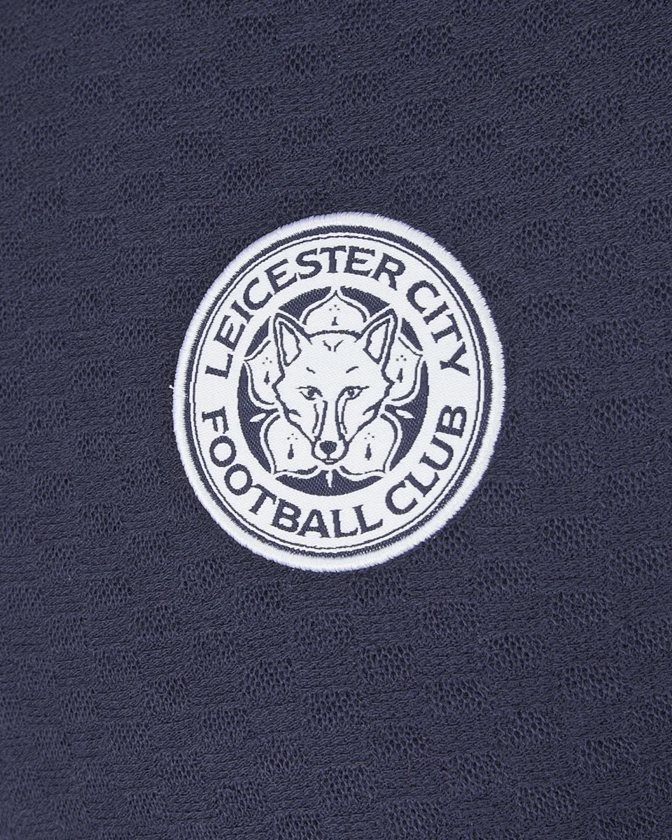 Leicester City Navy Crest Waffle Zip Polo - Mens