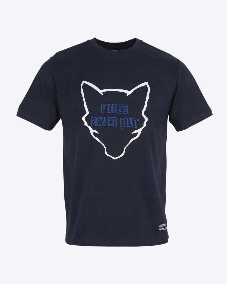 Leicester City Foxes Never Quit Outline T-Shirt - Mens