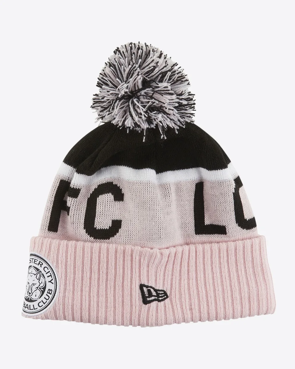 Leicester City New Era Pink Sport Bobble Knit Beanie Hat