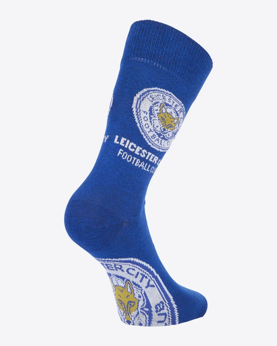 Leicester City Crest & Wordmark Socks - Blue