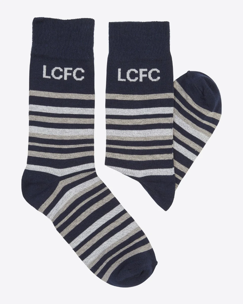 Leicester City Stripe Navy Socks - Mens