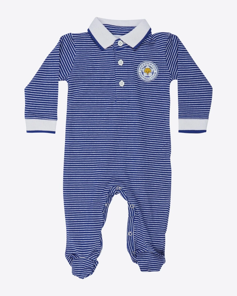 Leicester City Crest Stripe Sleepsuit - Baby