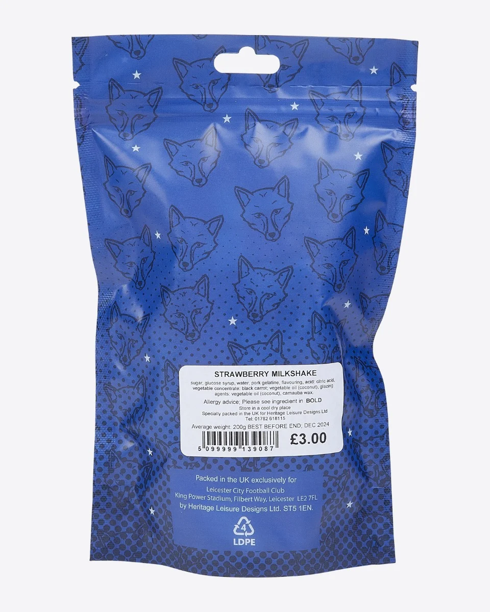 Leicester City Sweet Pouch - Strawberry Milkshakes
