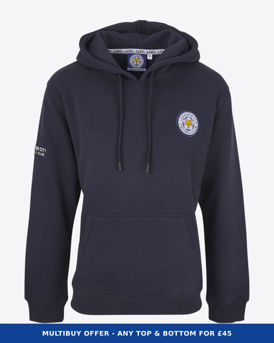 Leicester City Navy Essential Crest Hoody - Womens