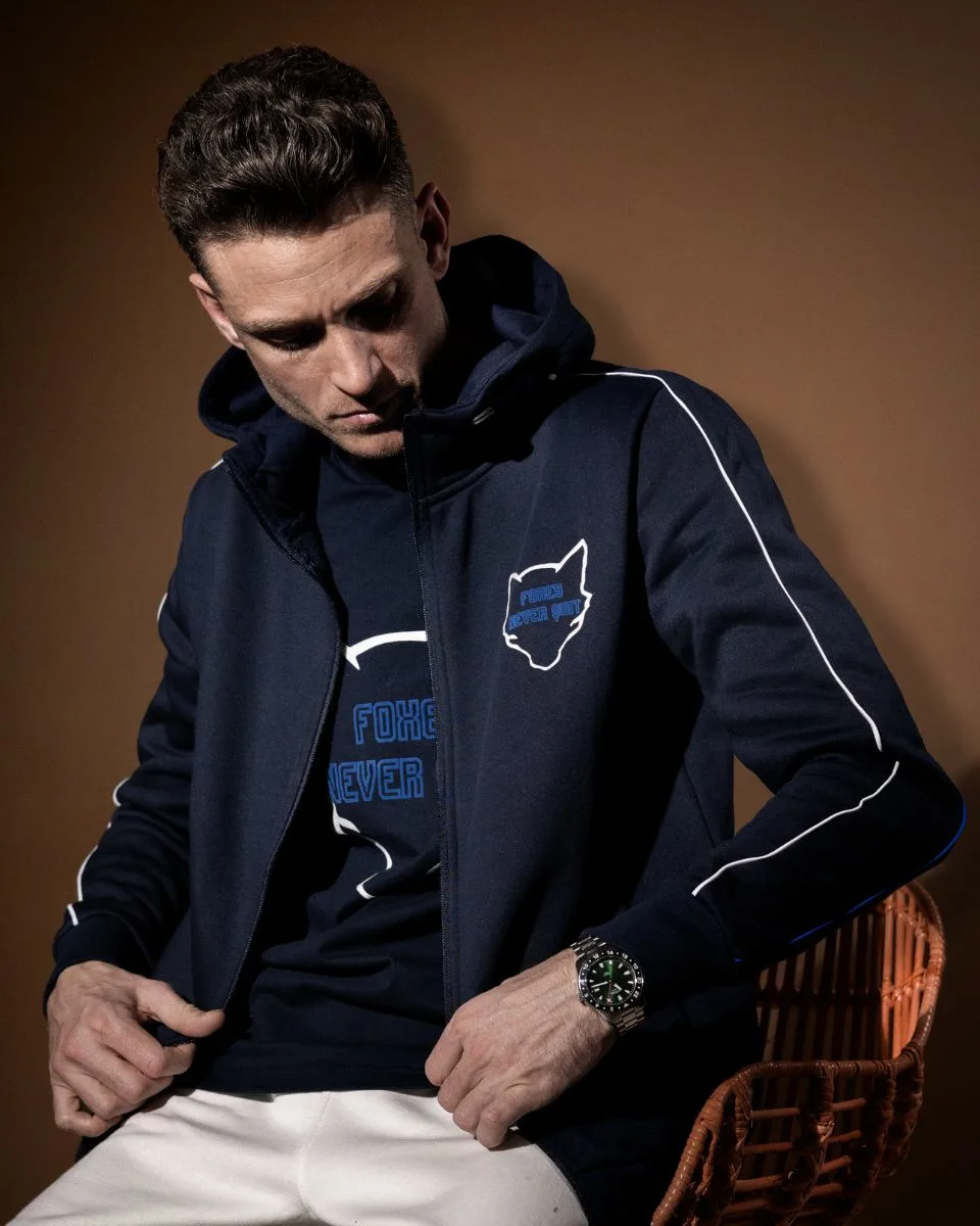 Leicester City Foxes Never Quit Outline Zip Hoody - Mens