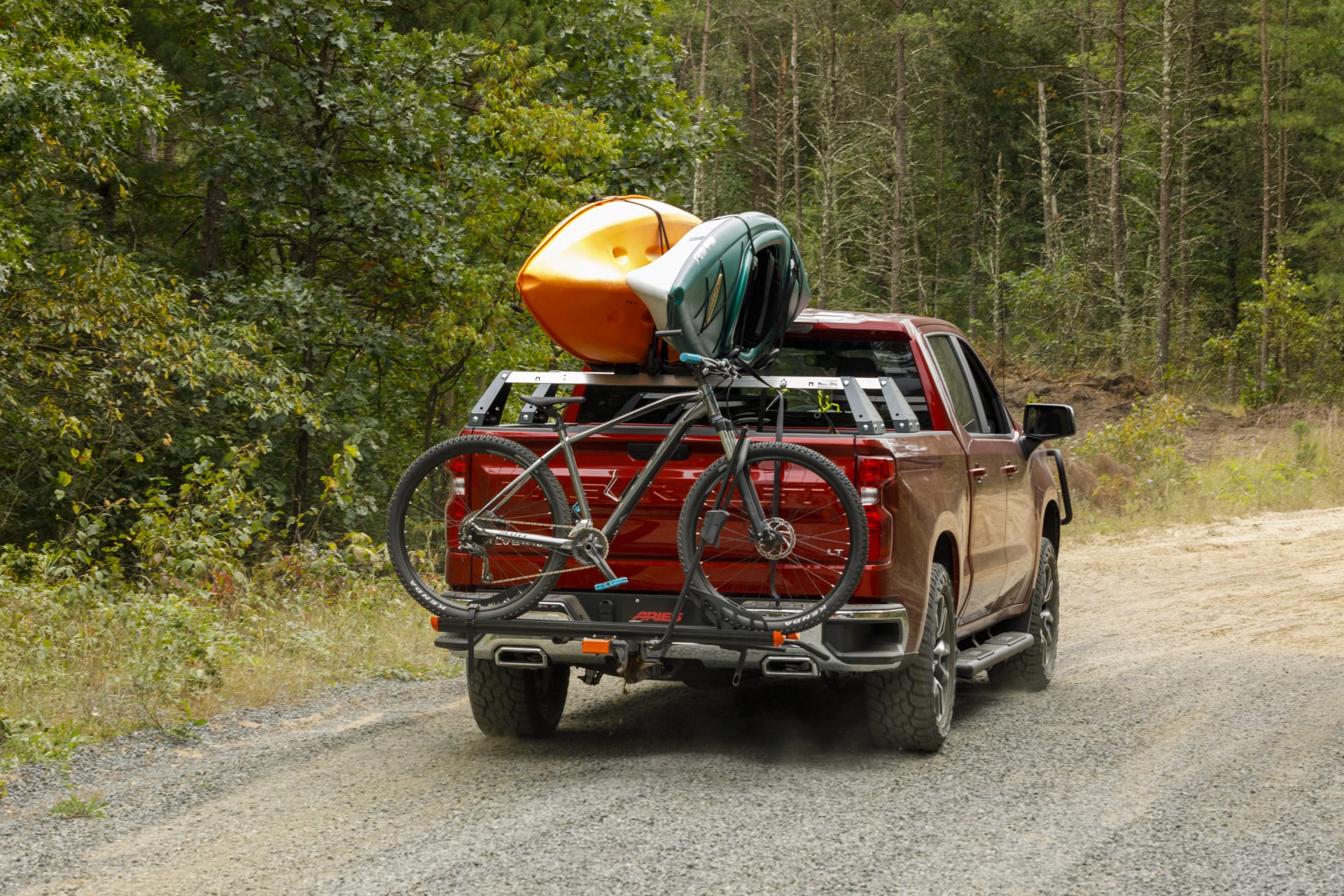 Truck outfitted with ARIES truck accessories