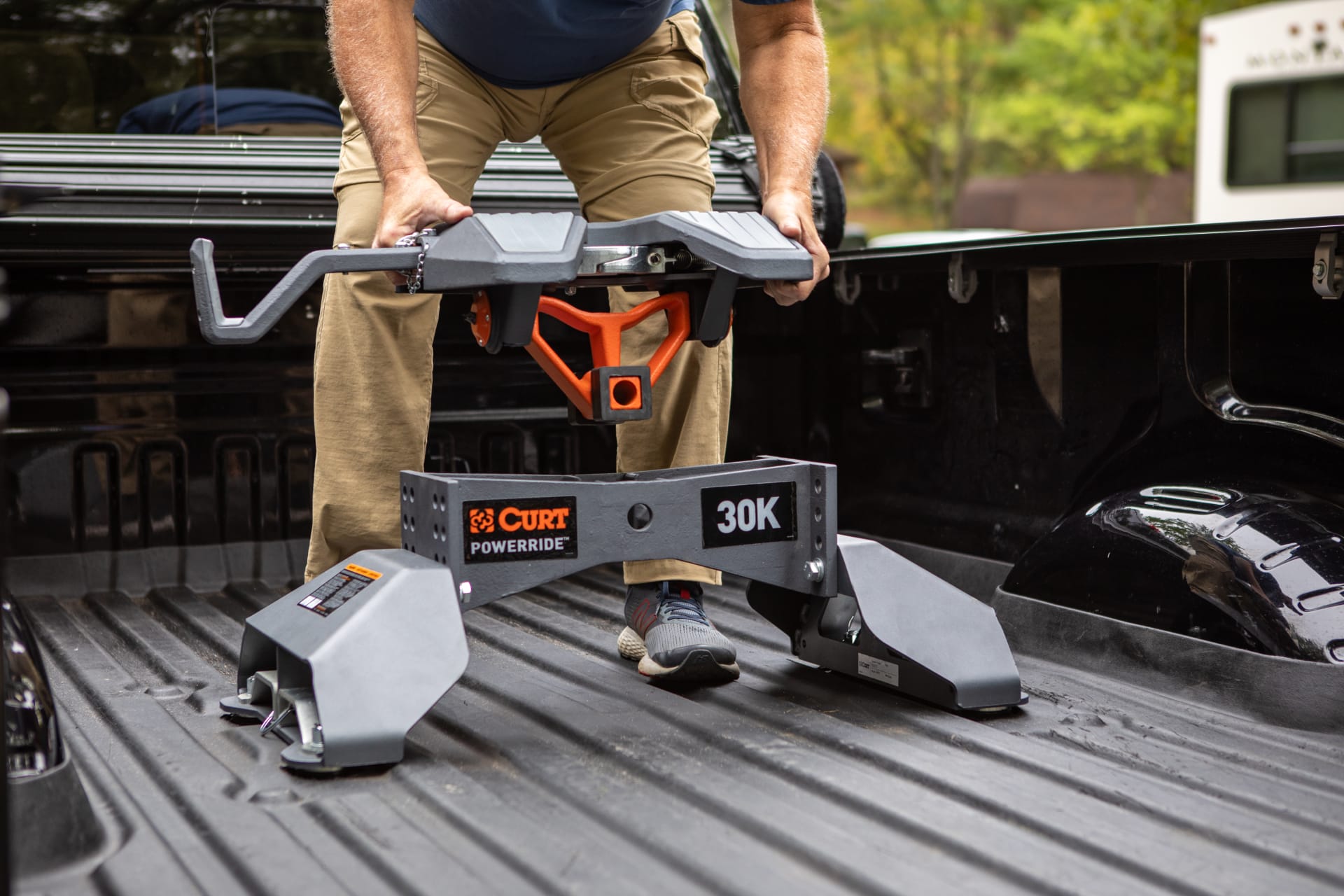 Truck equipped with CURT PowerRide puck system