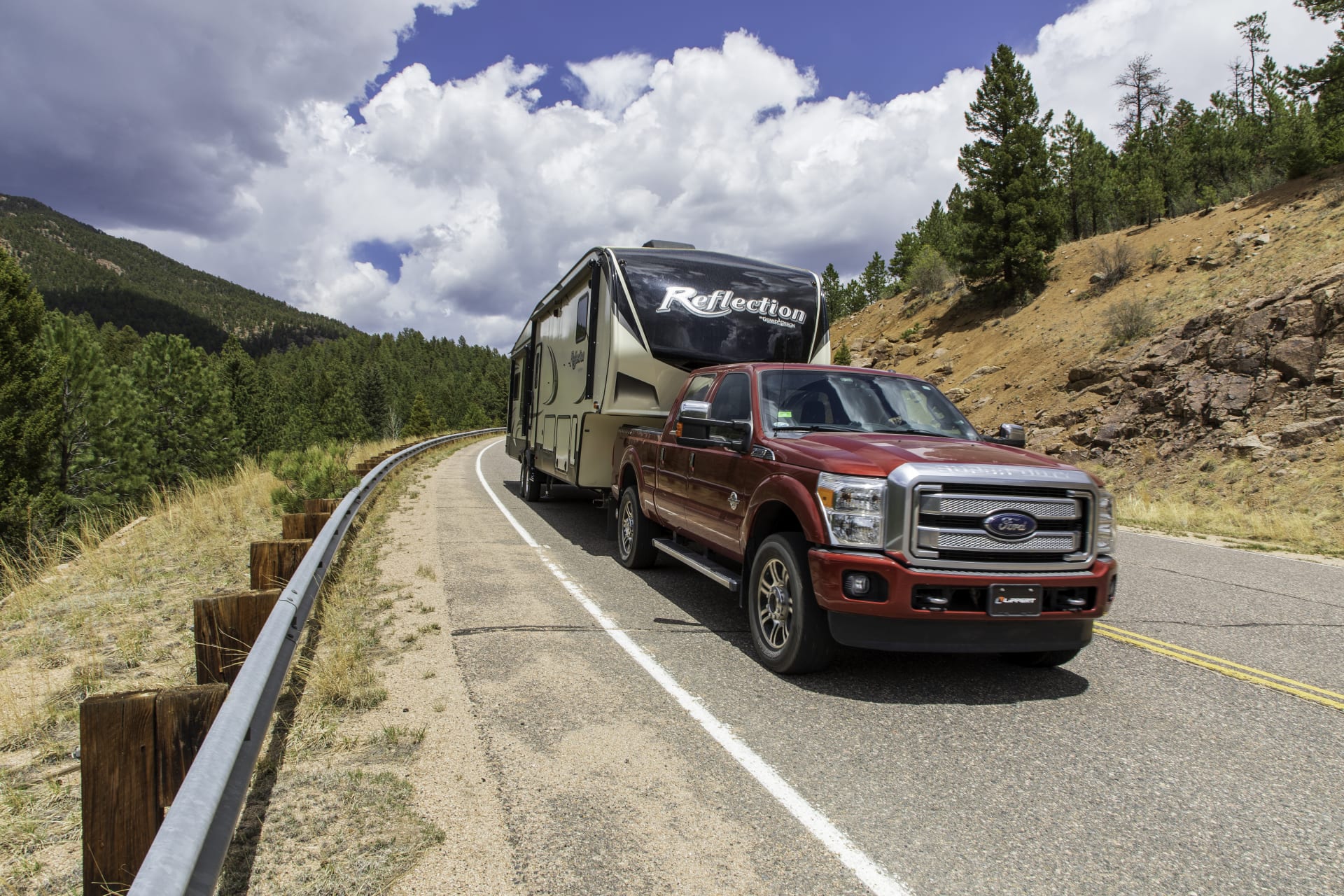 Truck Towing 5th Wheel RV Camper